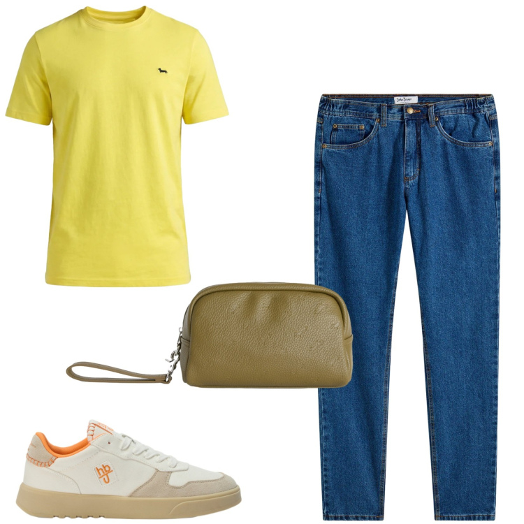 Outfit uomo - Total look #2443289. Stile Casual per Tutti i giorni. Abbinamento con jeans dritti, sneakers, t-shirt, borse sportive.