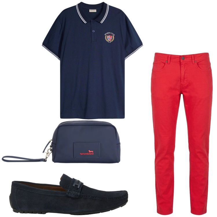 Outfit uomo - Total look #2443293. Stile Trendy per Tutti i giorni. Abbinamento con polo, borse sportive, scarpe stringate, pantaloni.