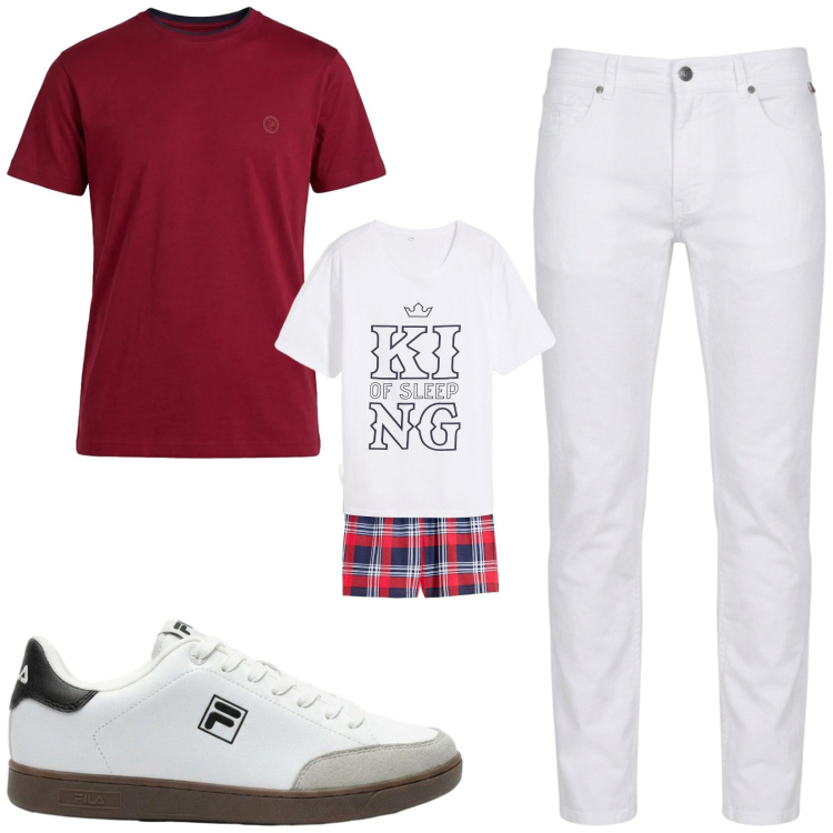 Outfit uomo - Total look #2443309. Stile Trendy per Tutti i giorni. Abbinamento con abbigliamento da notte, sneakers, pantaloni, t-shirt.