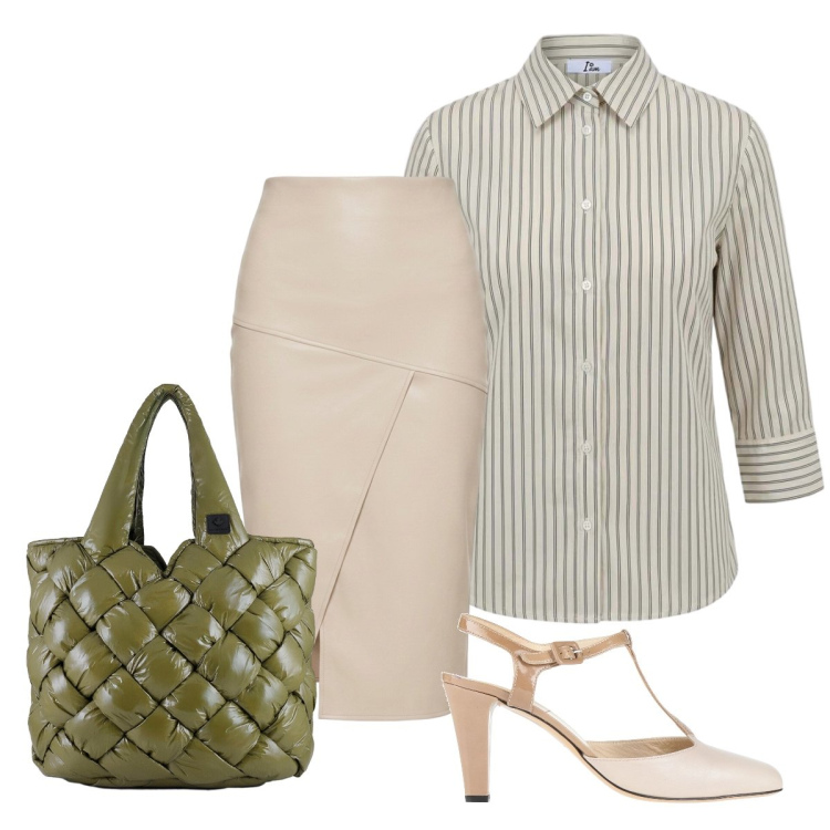 Outfit donna - In centro. Stile Minimal per Tutti i giorni. Abbinamento con décolleté, gonne longuette, camicie, borse tote.