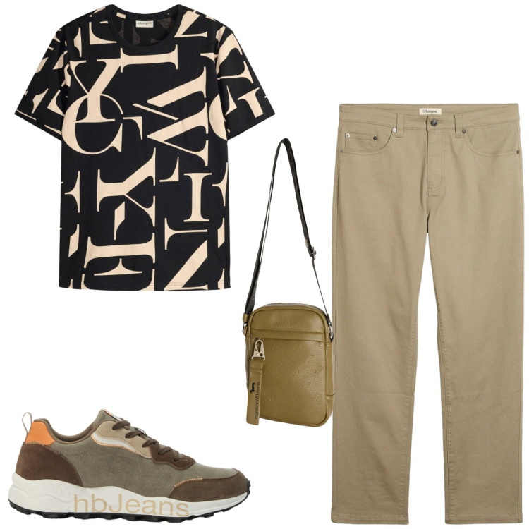 Outfit uomo - Total look #2443361. Stile Casual per Tutti i giorni. Abbinamento con pantaloni, t-shirt, borse sportive, sneakers.