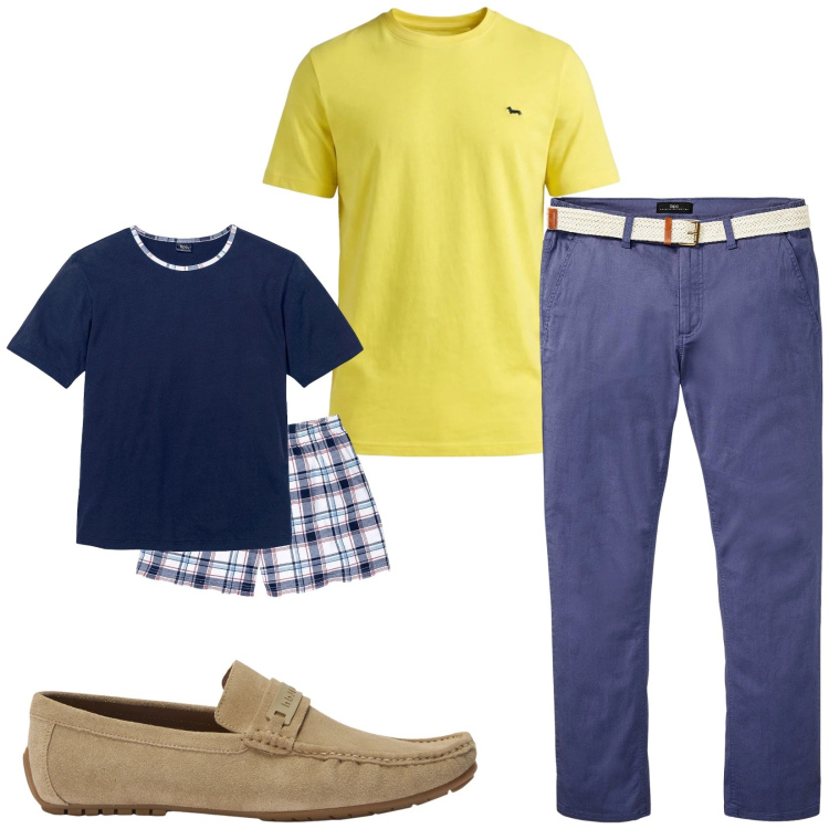 Outfit uomo - Total look #2443375. Stile Trendy per Serata speciale. Abbinamento con abbigliamento da notte, pantaloni chino, t-shirt, scarpe stringate.