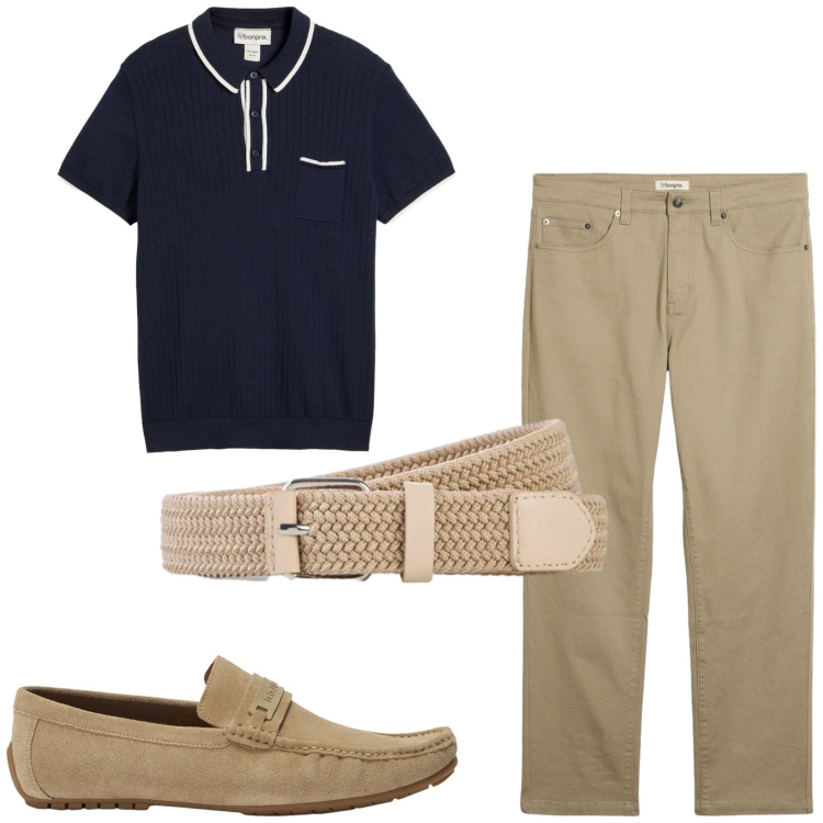 Outfit uomo - Total look #2443381. Stile Casual per Tutti i giorni. Abbinamento con pantaloni, cinture, polo, scarpe stringate.