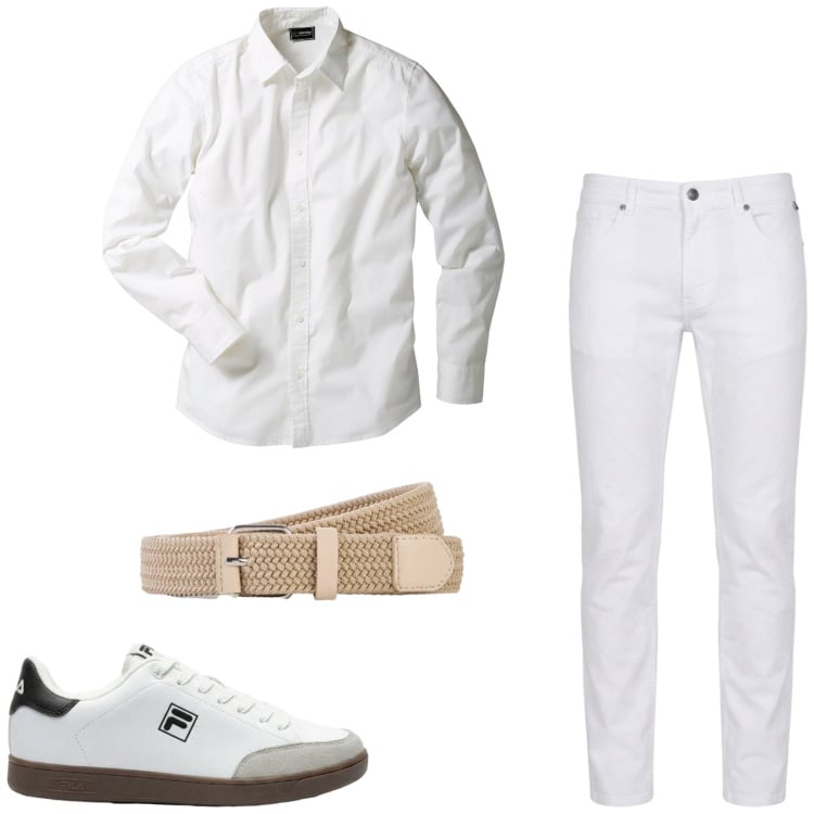 Outfit uomo - Total look #2443384. Stile Trendy per Serata speciale. Abbinamento con camicie, sneakers, cinture, pantaloni.