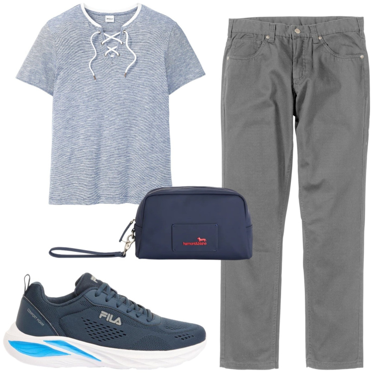 Outfit uomo - Total look #2443403. Stile Casual per Tutti i giorni. Abbinamento con pantaloni, t-shirt, sneakers, borse sportive.