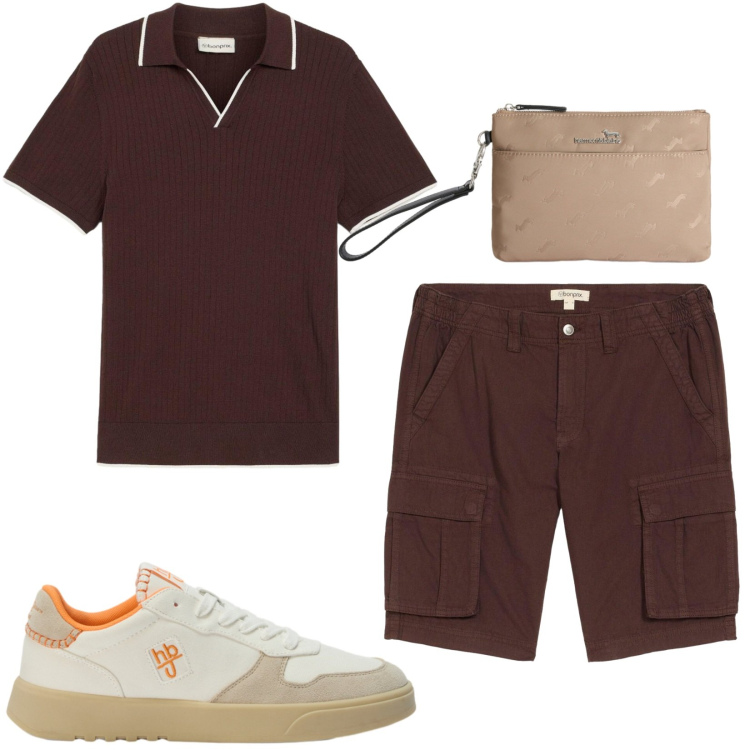 Outfit uomo - Total look #2443415. Stile Casual per Tutti i giorni. Abbinamento con polo, bermuda, sneakers, borse sportive.