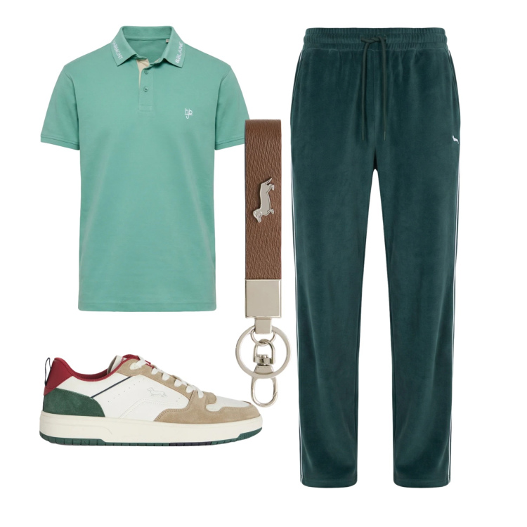 Outfit uomo - Total look #2443427. Stile Urban per Sport. Abbinamento con portachiavi, sneakers, pantaloni, polo.