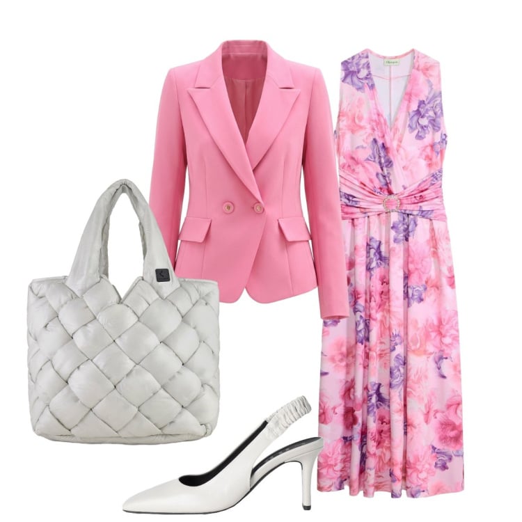 Outfit donna - Rosa Bon ton. Stile Bon Ton per Tutti i giorni. Abbinamento con décolleté, vestiti lunghi, blazer, borse tote.
