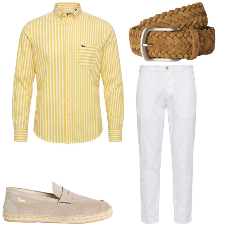 Outfit uomo - Non le solite camicie. Stile Trendy per Serata speciale. Abbinamento con pantaloni chino, espadrillas, camicie, cinture.