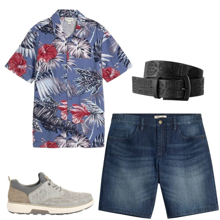 Outfit uomo - Total look #2443460. Stile Casual per Tutti i giorni. Abbinamento con cinture, camicie a manica corta, shorts, sneakers.