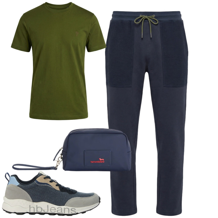 Outfit uomo - Total look #2443512. Stile Casual per Tutti i giorni. Abbinamento con borse sportive, pantaloni, t-shirt, sneakers.