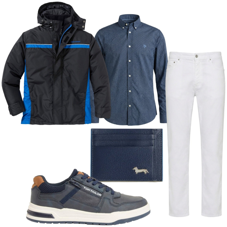 Outfit uomo - Capi per guardaroba estivo. Stile Trendy per Tutti i giorni. Abbinamento con giacche, sneakers, pantaloni, portafogli, camicie.