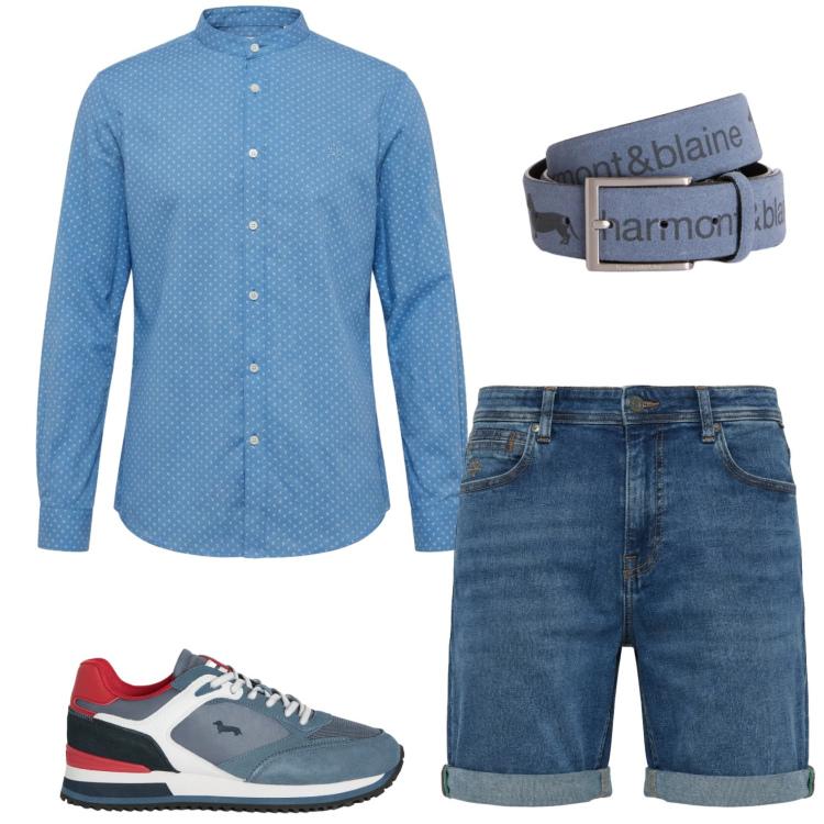 Outfit uomo - Camicia e bermuda. Stile Trendy per Tutti i giorni. Abbinamento con bermuda, camicie, sneakers, cinture.