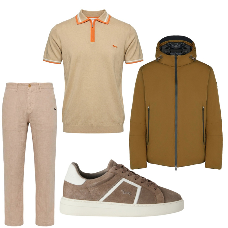 Outfit uomo - Total look #2443636. Stile Trendy per Tutti i giorni. Abbinamento con polo, pantaloni chino, sneakers, eskimo.