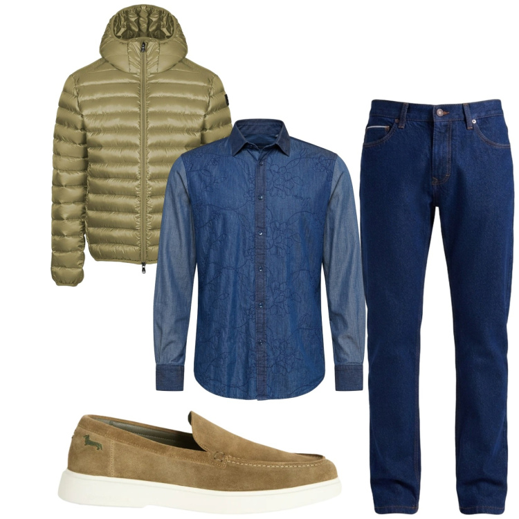Outfit uomo - Total look #2443644. Stile Casual per Tutti i giorni. Abbinamento con scarpe stringate, camicie, jeans, bomber.