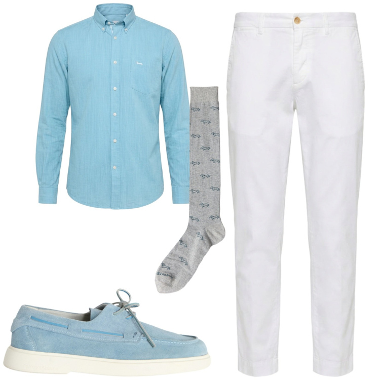Outfit uomo - Total look #2443646. Stile Casual per Tutti i giorni. Abbinamento con pantaloni chino, scarpe stringate, camicie, calzini.