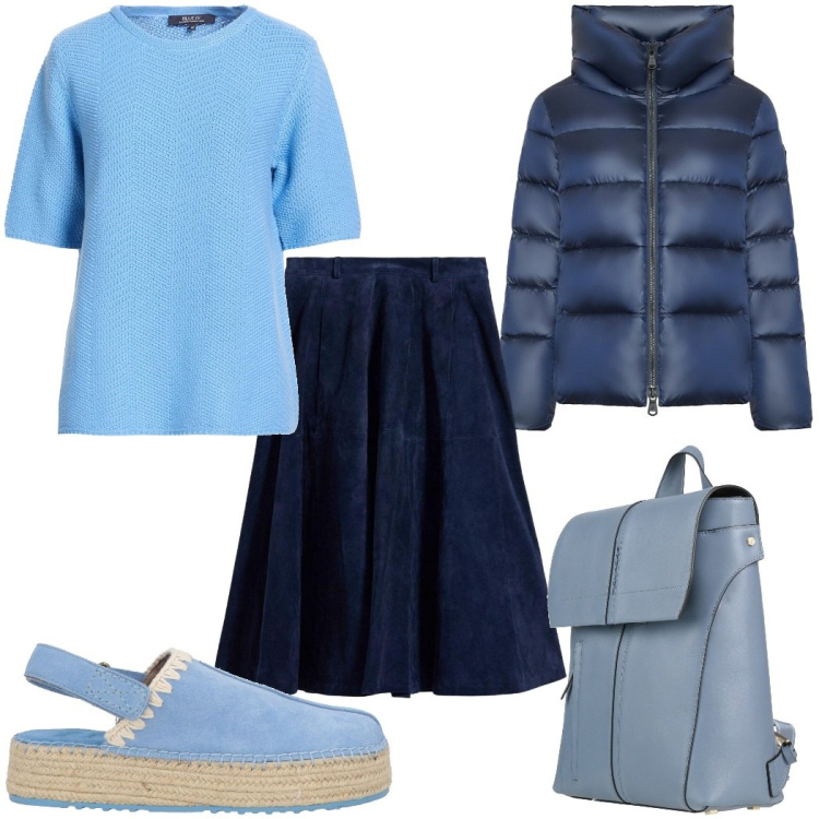 Outfit donna - Total look #2443649. Stile Trendy per Tutti i giorni. Abbinamento con pullovers, espadrillas, zaini, gonne, piumini.