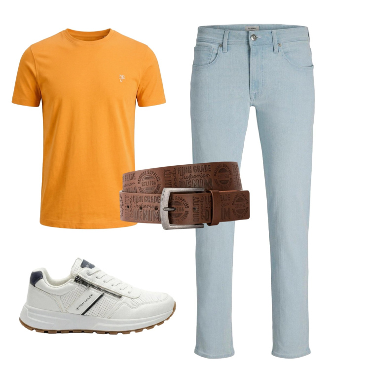 Outfit uomo - Total look #2443655. Stile Casual per Tutti i giorni. Abbinamento con cinture, jeans slim fit, sneakers, t-shirt.