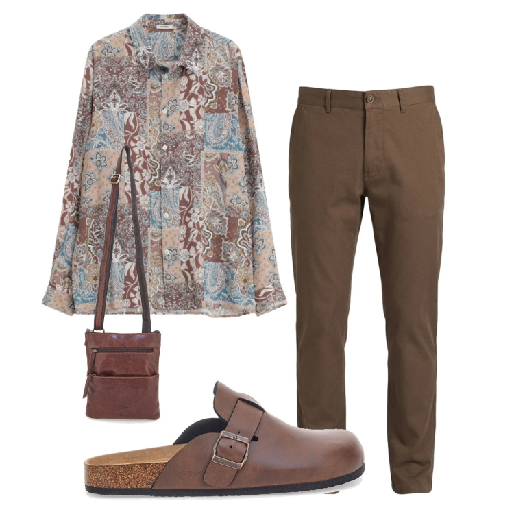 Outfit uomo - Total look #2443678. Stile Trendy per Tutti i giorni. Abbinamento con camicie, pantaloni, portafogli, sandali.