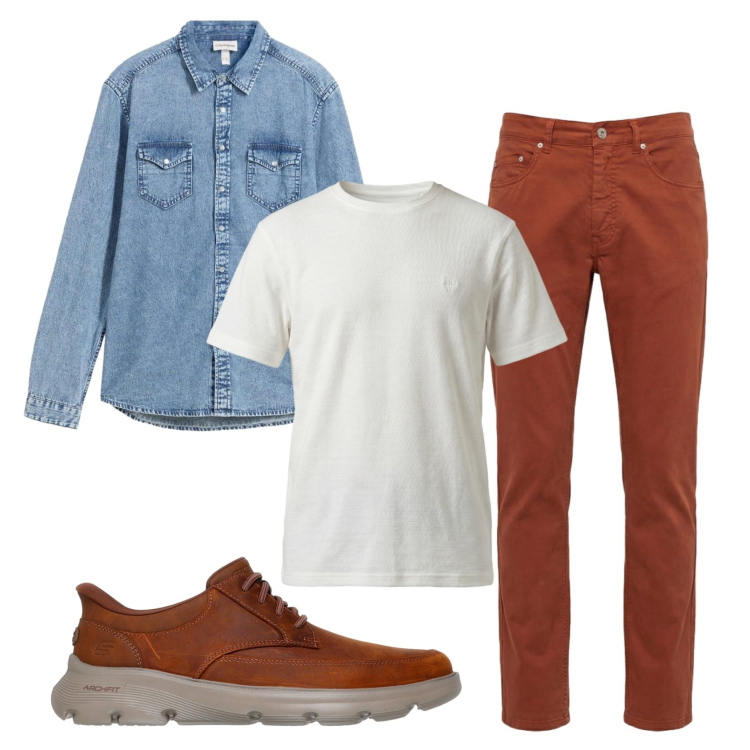 Outfit uomo - Total look #2443692. Stile Casual per Tutti i giorni. Abbinamento con camicie, pantaloni, t-shirt, scarpe stringate.