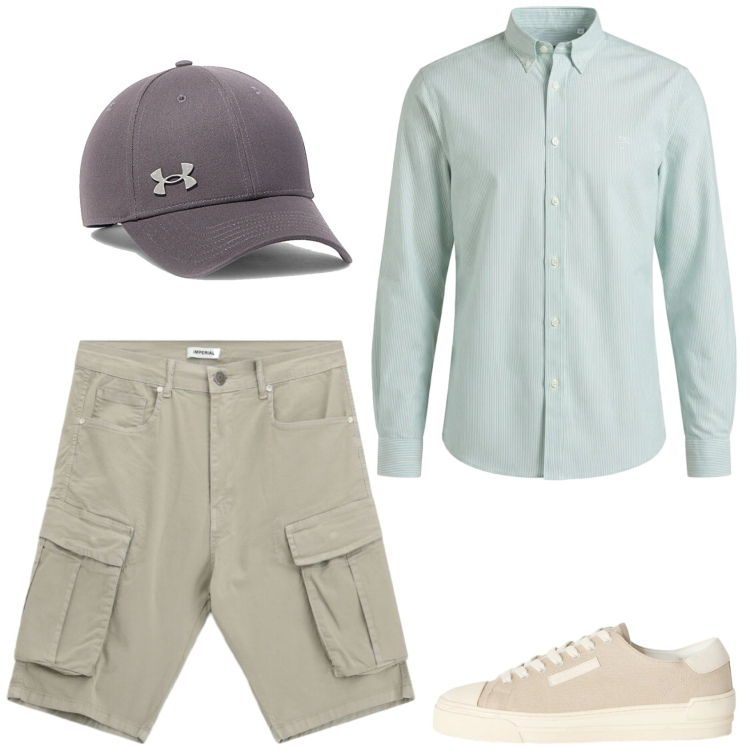 Outfit uomo - Arzachena. Stile Trendy per Tutti i giorni. Abbinamento con bermuda, sneakers, camicie, cappelli con visiera.