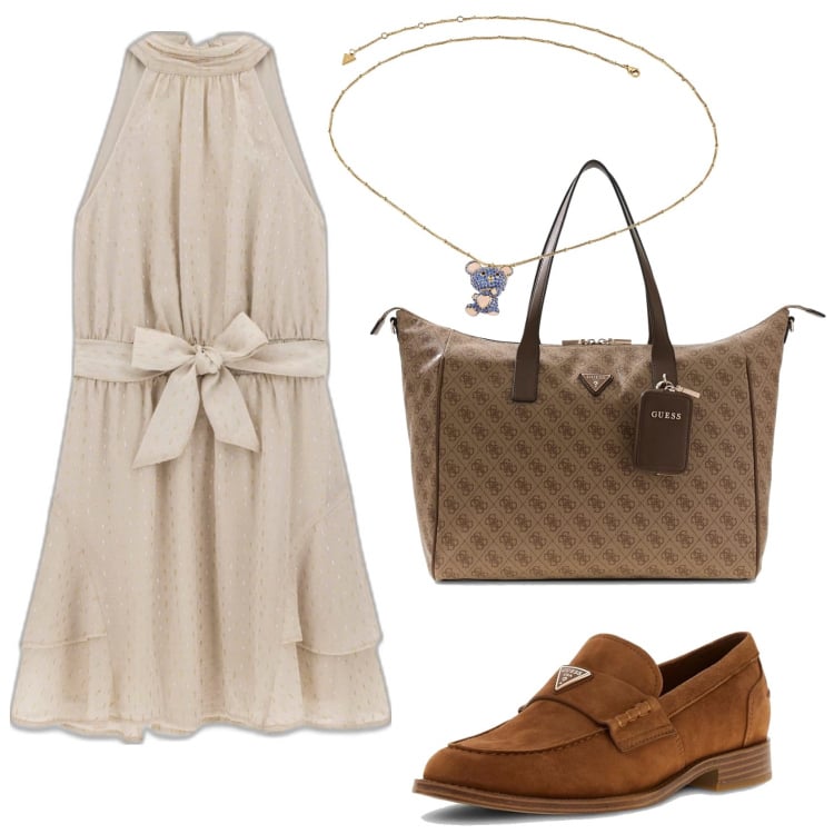 Outfit mujer - Urban style. Estilo Urban para Todos los días. Combinación con vestidos cortos, mocasines, bolso shopper, collares.