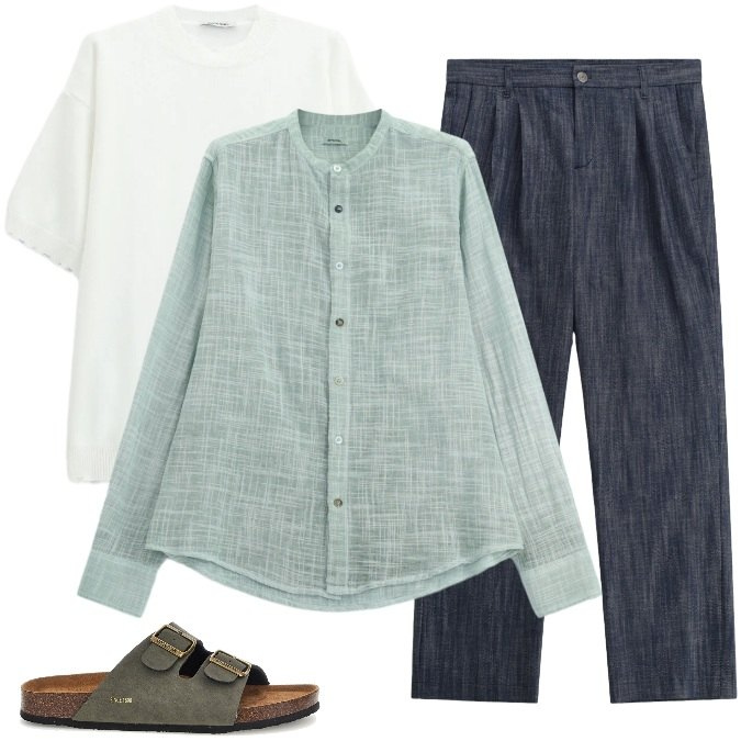 Outfit uomo - Total look #2443829. Stile Trendy per Tutti i giorni. Abbinamento con pantaloni, camicie, t-shirt, sandali.