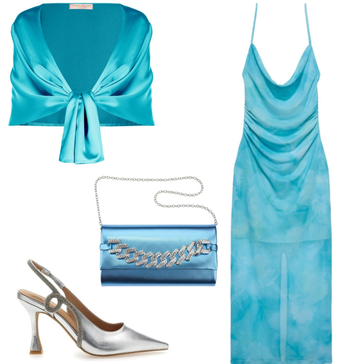 Outfit donna - Total look #2443969. Stile Glamour per Cerimonia. Abbinamento con vestiti lunghi, stole, pochette, décolleté.