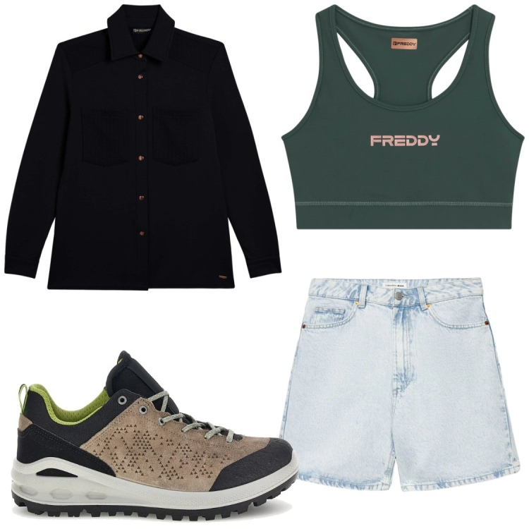 Outfit donna - Camice felpate#montagna. Stile Chic per Tutti i giorni. Abbinamento con bermuda, camicie, top sportivi, scarpe sportive.