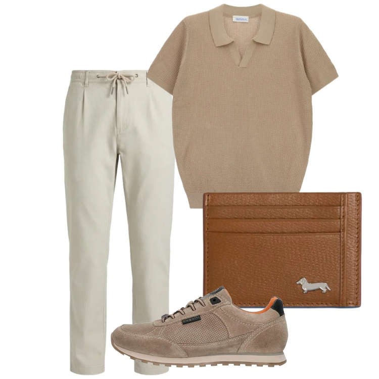 Outfit uomo - Agosto. Stile Casual per Tutti i giorni. Abbinamento con t-shirt, portafogli, pantaloni, sneakers.