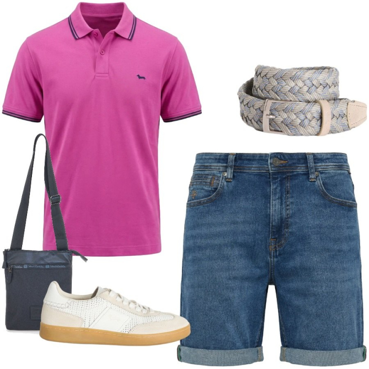 Outfit uomo - Total look #2444081. Stile Casual per Tutti i giorni. Abbinamento con bermuda, sneakers, polo, cinture, portafogli.