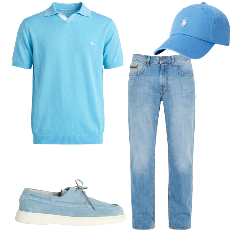 Outfit uomo - Colori accesi. Stile Casual per Tutti i giorni. Abbinamento con jeans, polo, scarpe stringate, cappelli.