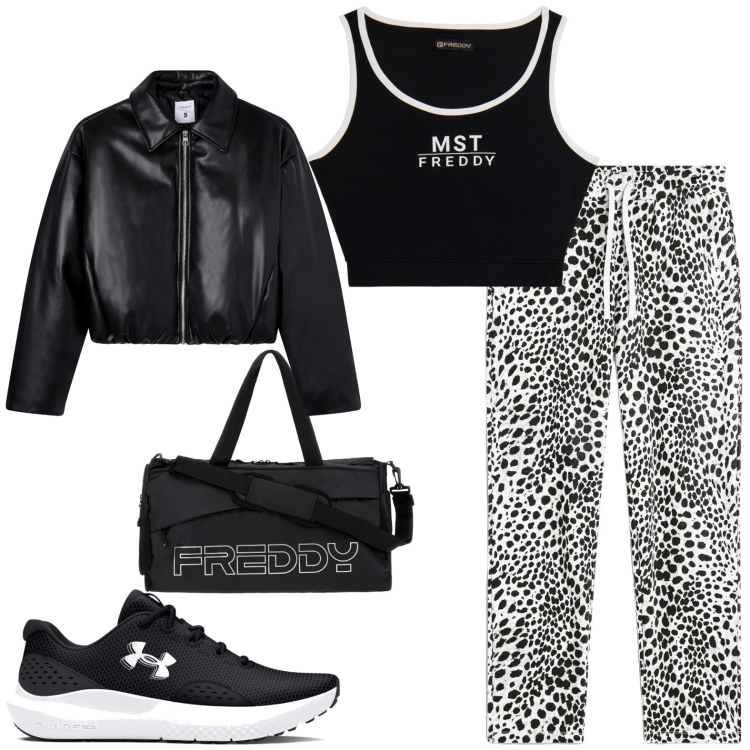 Outfit donna - Sportiva. Stile Sporty chic per Tutti i giorni. Abbinamento con giacche, borse sportive, pantaloni sportivi, top sportivi, scarpe sportive.