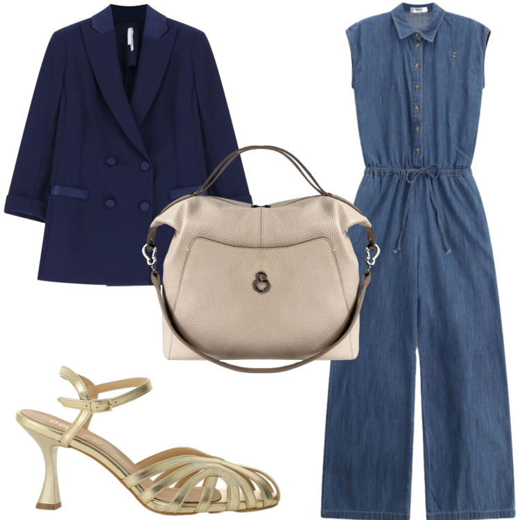 Outfit donna - Elisendra: l\'arte dell\'accessorio. Stile Casual chic per Tutti i giorni. Abbinamento con tute, sandali col tacco, blazer, borse a mano.