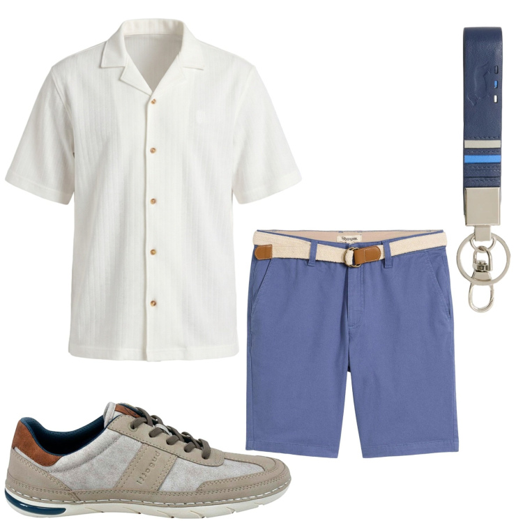 Outfit uomo - Total look #2444267. Stile Casual per Tutti i giorni. Abbinamento con bermuda, portachiavi, camicie a manica corta, sneakers.