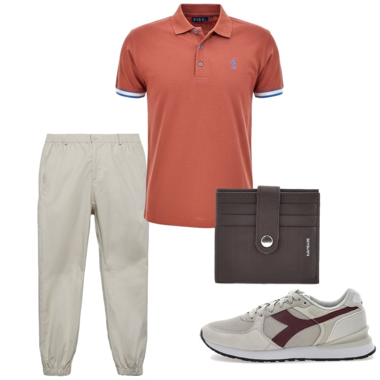 Outfit uomo - Total look #2444269. Stile Casual per Sport. Abbinamento con pantaloni, portafogli, sneakers, polo.