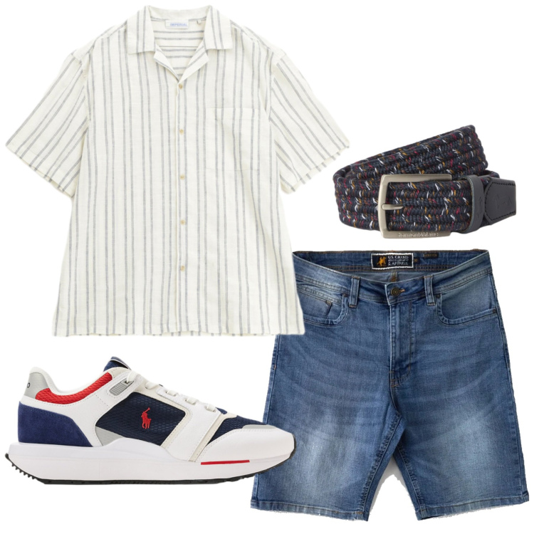 Outfit uomo - Total look #2444291. Stile Casual per Tutti i giorni. Abbinamento con cinture, camicie a manica corta, sneakers, bermuda.