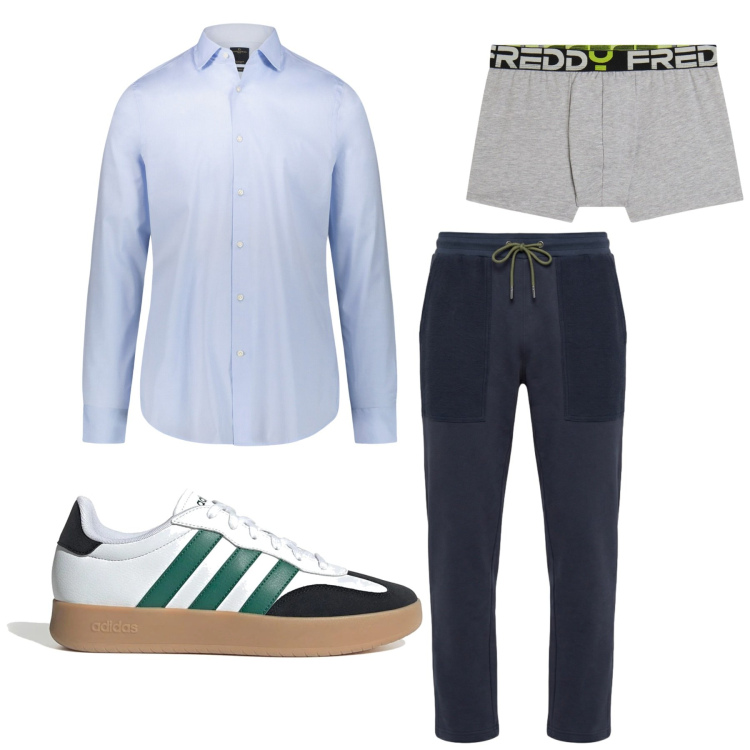 Outfit uomo - Total look #2444338. Stile Trendy per Tutti i giorni. Abbinamento con pantaloni, camicie, boxer, sneakers.