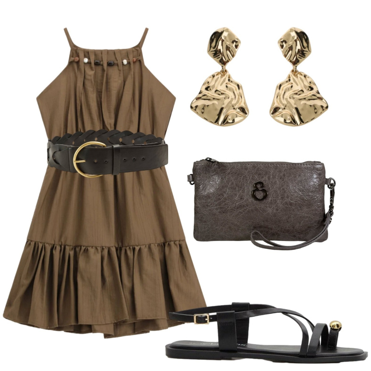 Outfit donna - Total look #2444438. Stile Sporty chic per Tutti i giorni. Abbinamento con sandali, cinture, orecchini, vestiti corti, pochette.