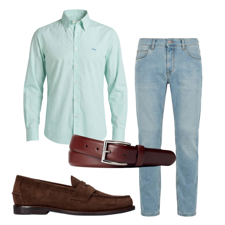 Outfit uomo - Total look #2444510. Stile Business/Elegante per Serata speciale. Abbinamento con jeans slim fit, camicie, cinture, scarpe stringate.