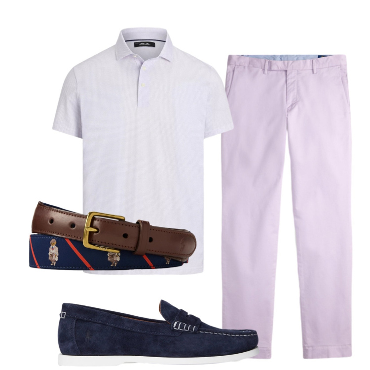 Outfit uomo - Total look #2444521. Stile Casual per Serata speciale. Abbinamento con pantaloni, cinture, scarpe stringate, polo.