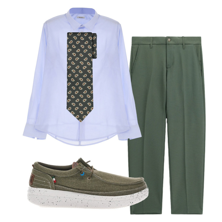 Outfit uomo - Total look #2444525. Stile Business/Elegante per Ufficio. Abbinamento con camicie, pantaloni, cravatte, scarpe stringate.