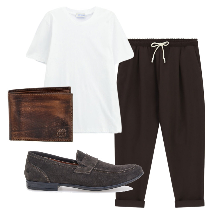 Outfit uomo - Total look #2444531. Stile Urban per Serata speciale. Abbinamento con t-shirt, pantaloni, portafogli, scarpe stringate.