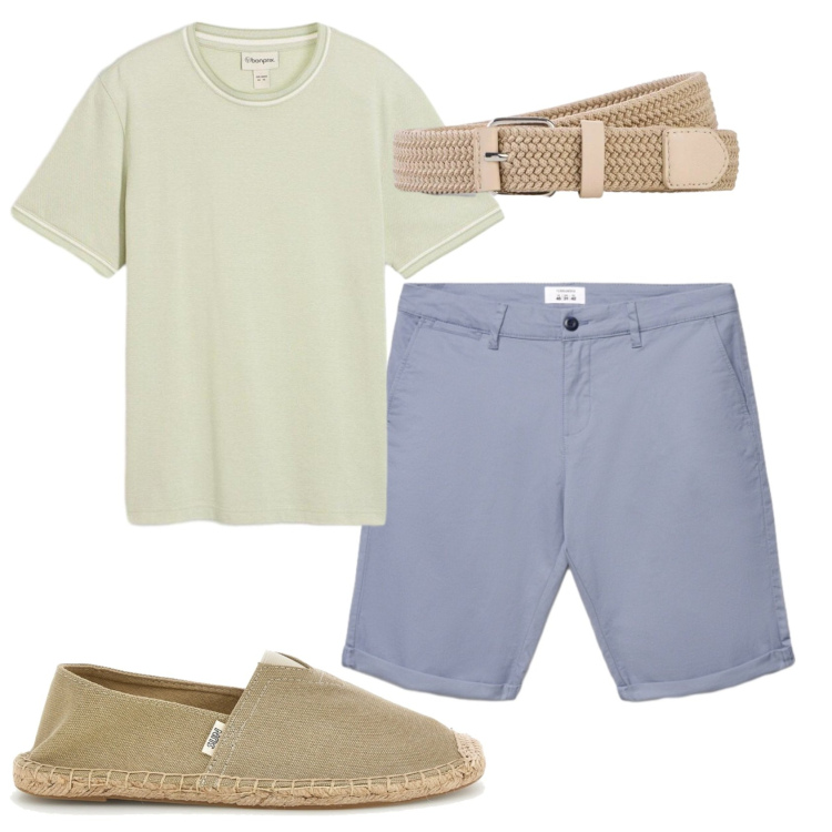Outfit uomo - Total look #2444537. Stile Casual per Tutti i giorni. Abbinamento con cinture, t-shirt, shorts, espadrillas.