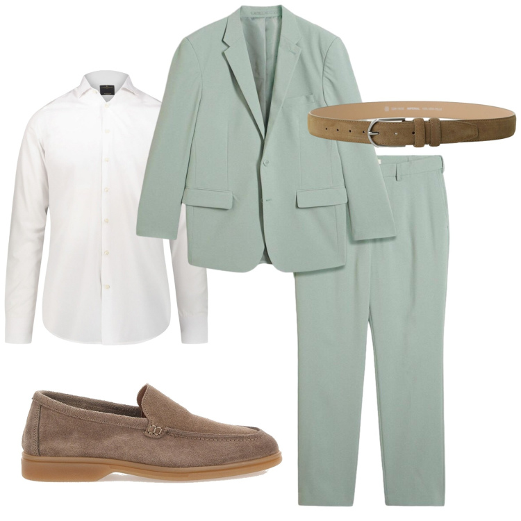 Outfit uomo - Total look #2444587. Stile Business/Elegante per Cerimonia. Abbinamento con abiti, cinture, camicie, scarpe stringate.