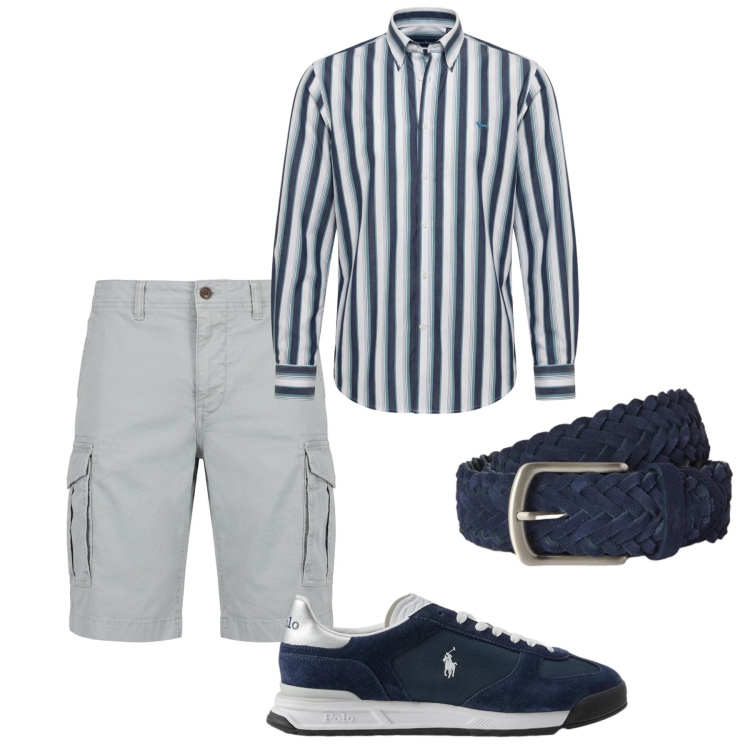 Outfit uomo - Total look #2444589. Stile Trendy per Tutti i giorni. Abbinamento con bermuda, camicie, cinture, sneakers.