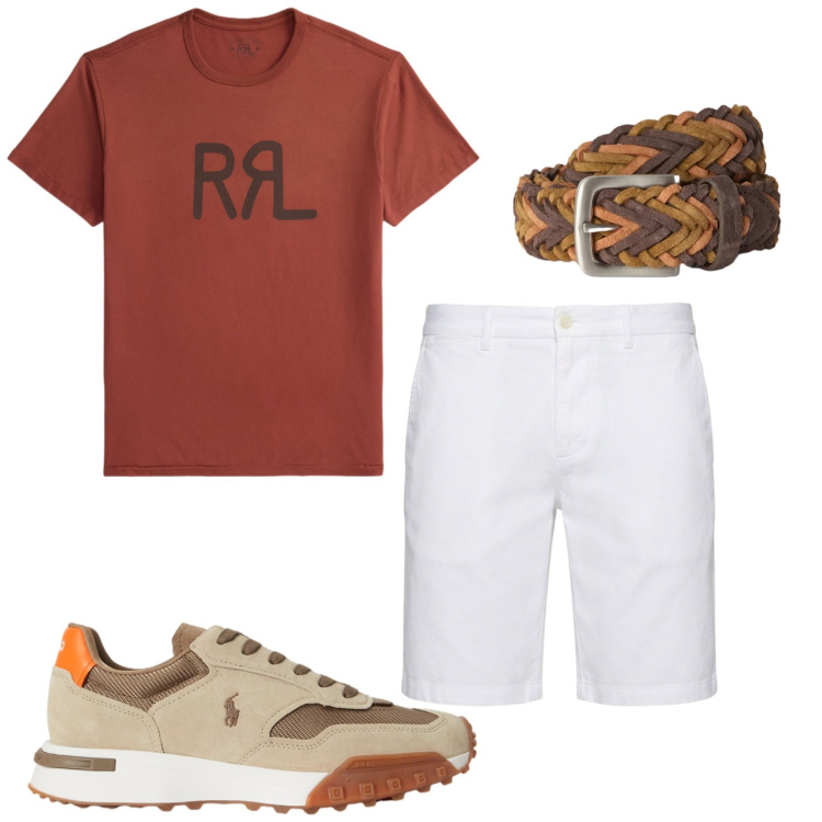 Outfit uomo - Total look #2444595. Stile Urban per Tutti i giorni. Abbinamento con bermuda, cinture, t-shirt, sneakers.