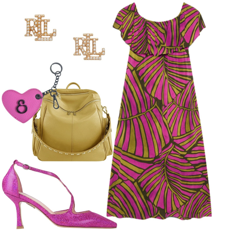 Outfit donna - Curvy. Stile Casual chic per Tutti i giorni. Abbinamento con décolleté, vestiti lunghi, orecchini, zaini, portachiavi.