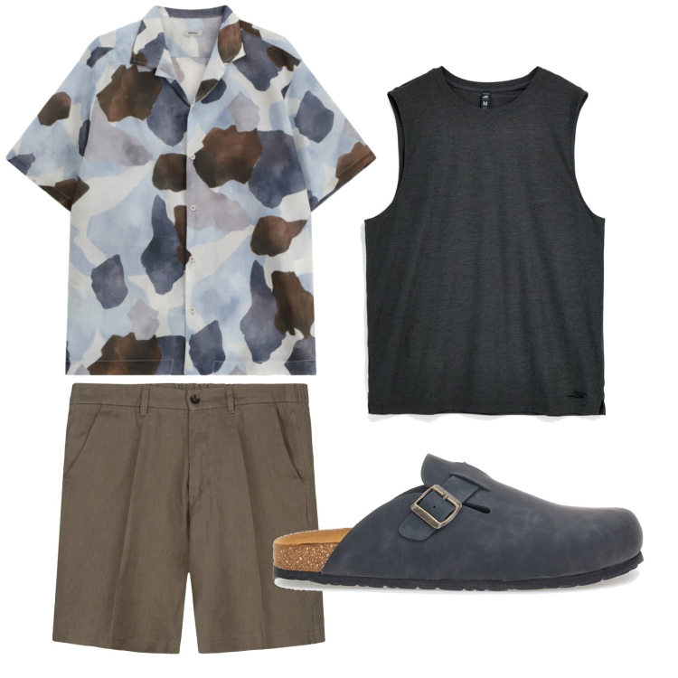 Outfit uomo - Easy going. Stile Casual per Mare. Abbinamento con camicie a manica corta, bermuda, sandali, canottiere.