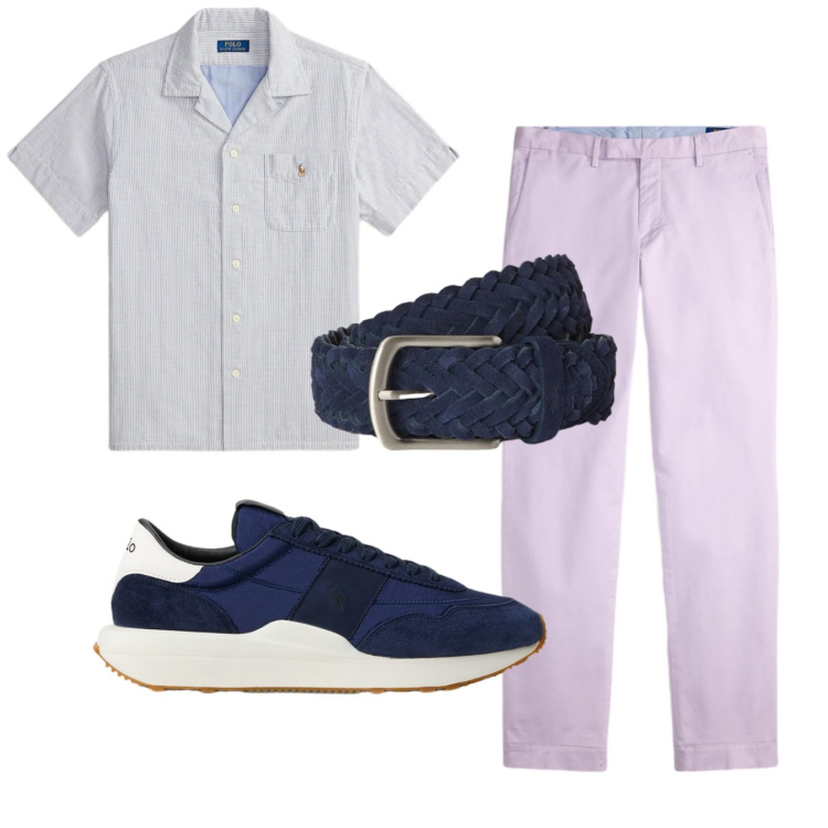 Outfit uomo - Total look #2444663. Stile Trendy per Tutti i giorni. Abbinamento con cinture, pantaloni, camicie a manica corta, sneakers.